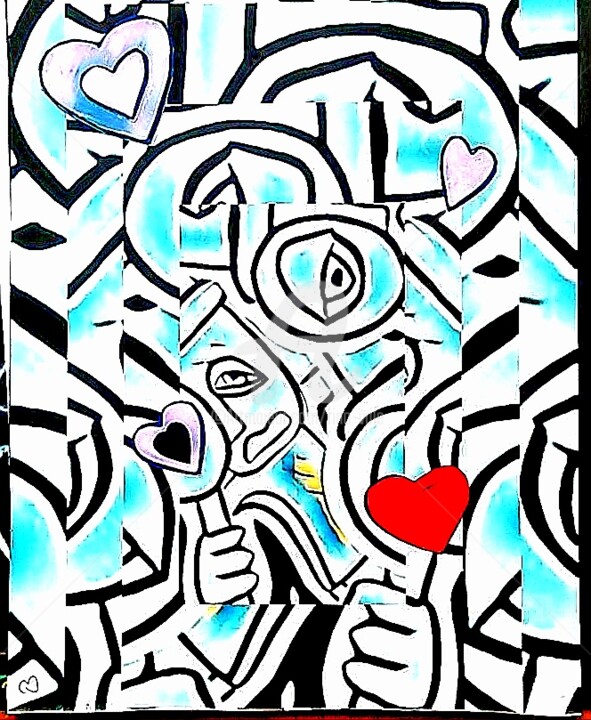 Drawing titled "where is my love" by Rino Vale, Original Artwork, Marker
