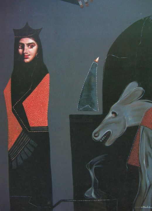 Schilderij getiteld "Queen" door Rintu, Origineel Kunstwerk