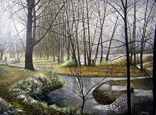 Painting titled "Invierno" by Delmar, Original Artwork, Oil