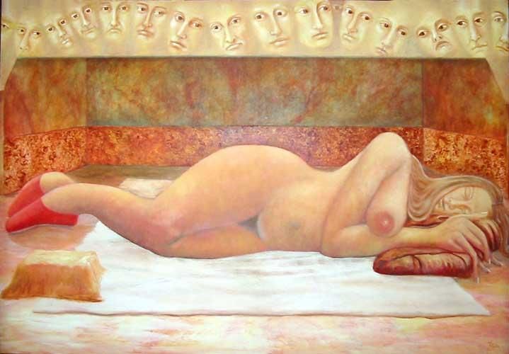 Painting titled "Julieta" by Carlos Noronha, Original Artwork, Oil