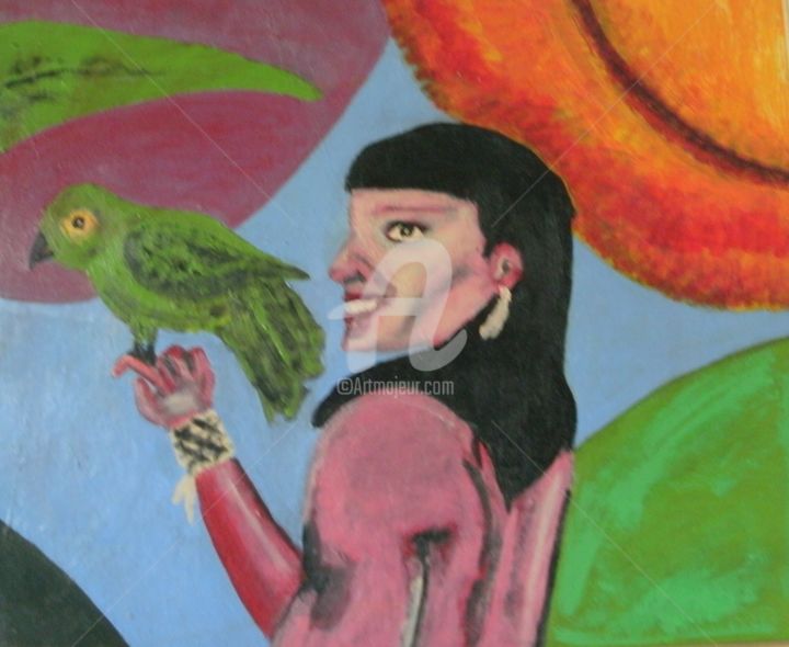 Εκτυπώσεις & Χαρακτικά με τίτλο "Índio e papagaio" από Riotinto, Αυθεντικά έργα τέχνης, Χαρακτική