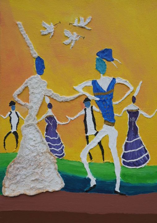 Peinture intitulée "couple-et-arriere-p…" par Lolo, Œuvre d'art originale,