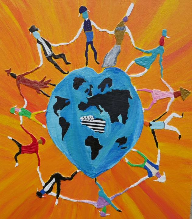 Peinture intitulée "planete-et-breton.j…" par Lolo, Œuvre d'art originale, Autre