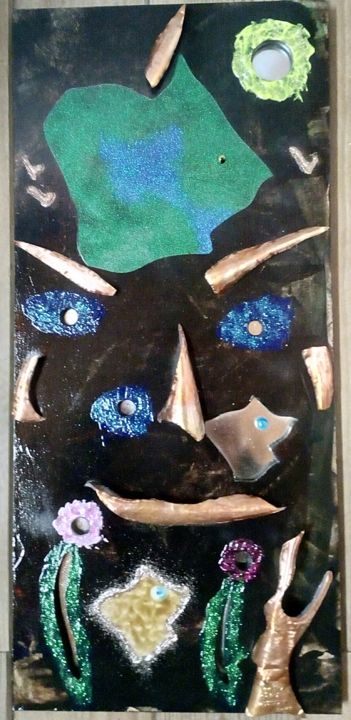 Collages intitulée "« De l'autre côté »" par Riquet Faure, Œuvre d'art originale,
