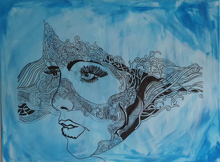 Картина под названием "The Blue Magic" - Reshma Teena Daniel, Подлинное произведение искусства, Акрил