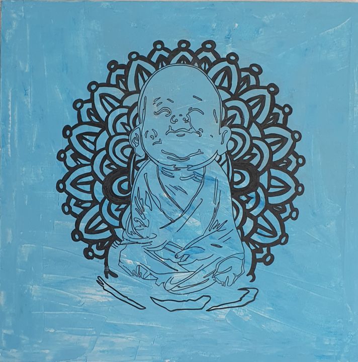 Картина под названием "Abstract Buddha" - Reshma Teena Daniel, Подлинное произведение искусства, Акрил