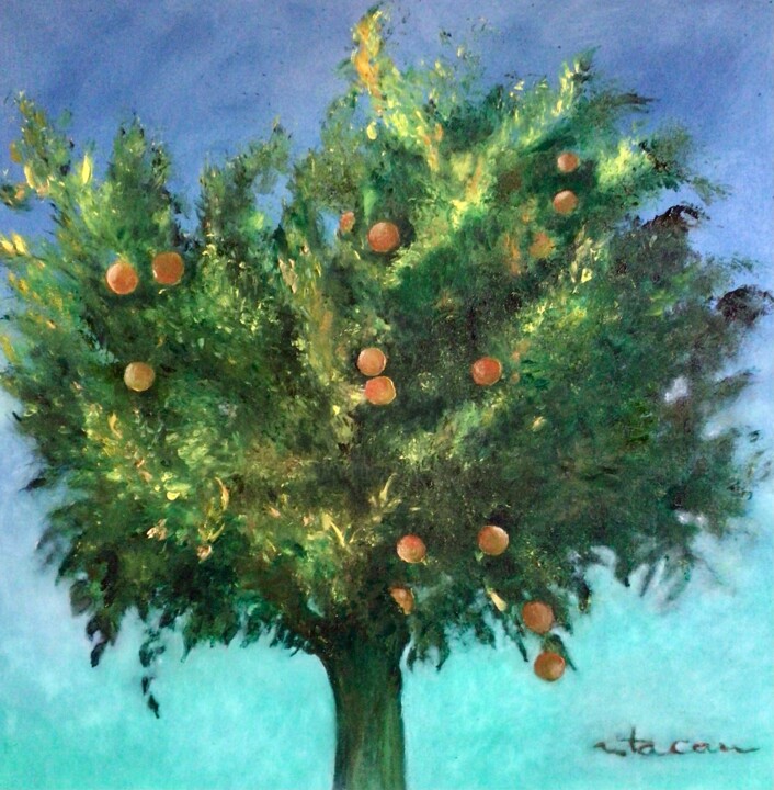 Ζωγραφική με τίτλο "Mon bel oranger" από Rita Cau, Αυθεντικά έργα τέχνης, Λάδι