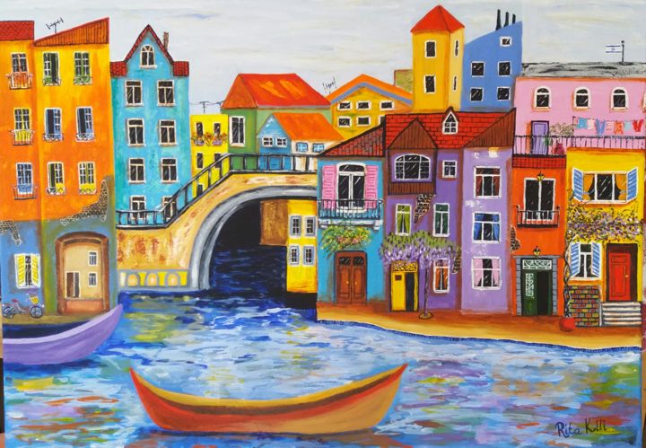 Peinture intitulée "Venice SOLD" par Rita Kili, Œuvre d'art originale, Acrylique