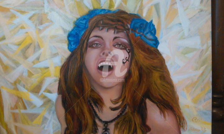 Pittura intitolato "LA VAMP." da Rita Celona, Opera d'arte originale, Olio