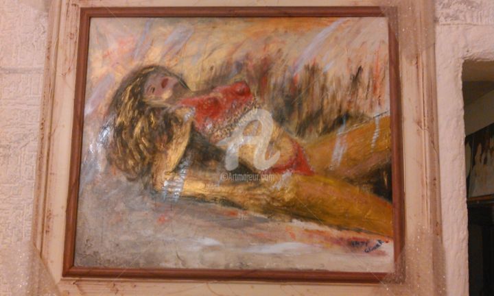 Pittura intitolato "UN POSTO DORATO" da Rita Celona, Opera d'arte originale, Olio
