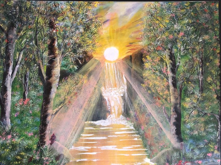 Painting titled "Double cascade" by Rita Petrache, Original Art, Acrylic