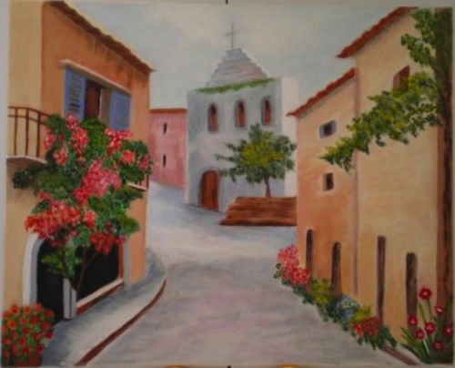 Painting titled "ruelle provençale" by Chantal Riviere, Original Artwork