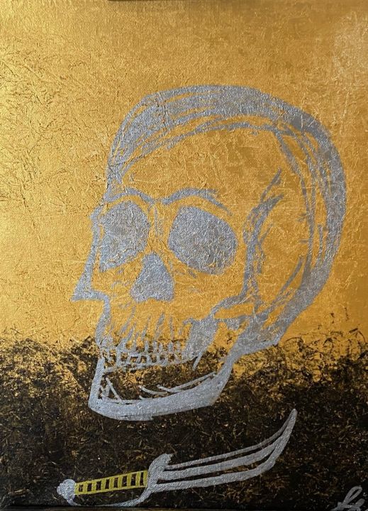 Peinture intitulée "SKULL / SWORD - RBL…" par Rblz, Œuvre d'art originale, Acrylique