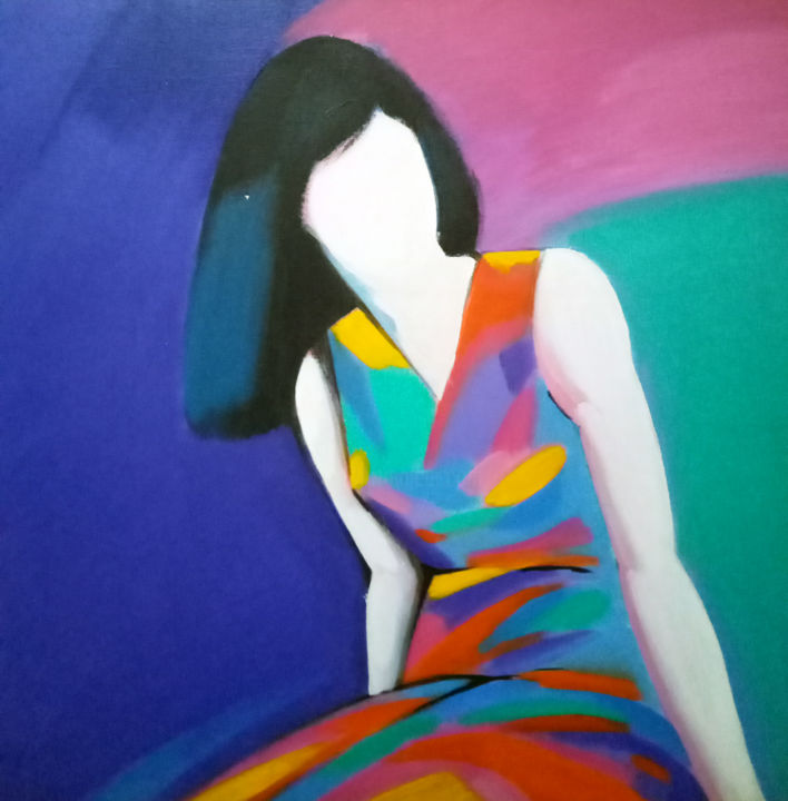 Painting titled "gadis tanpa nama" by Rizkandar, Original Artwork