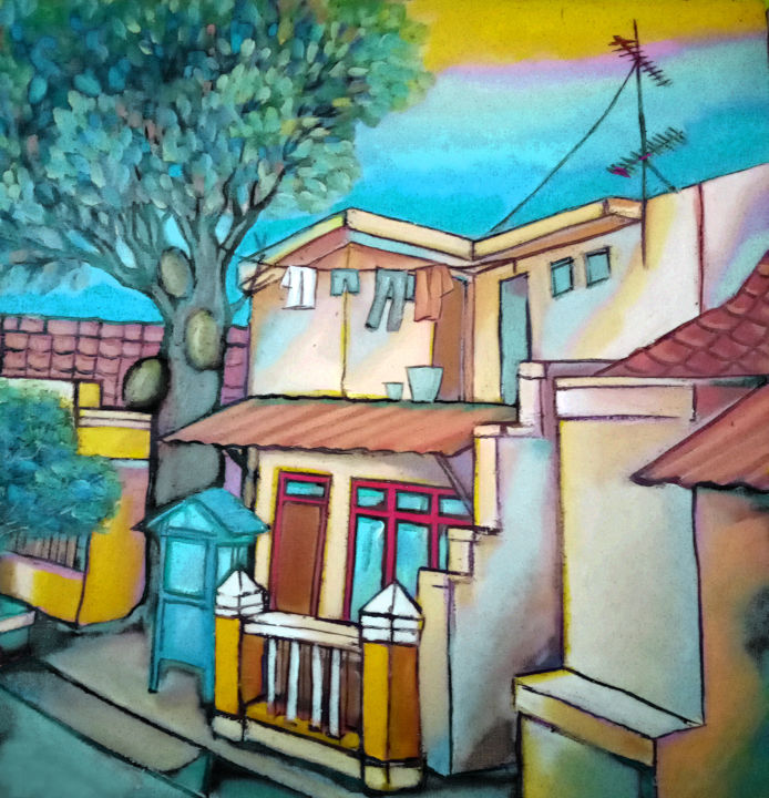 绘画 标题为“rumah kampung2” 由Rizkandar, 原创艺术品