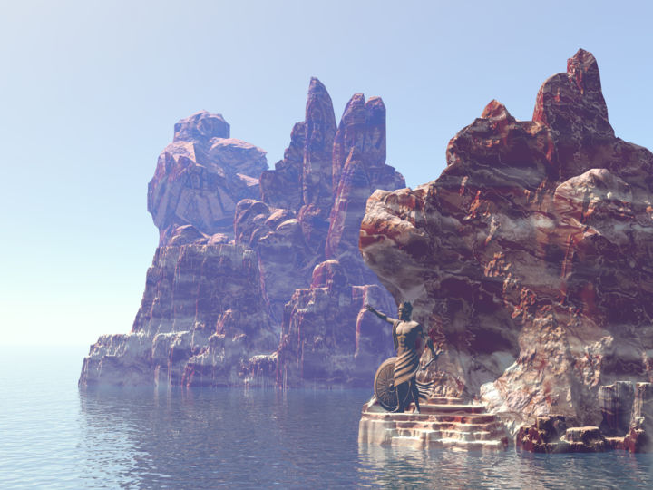 Digital Arts titled "Calanque au Colosse" by Ruy, Jean Bardot, Original Artwork, 3D Modeling