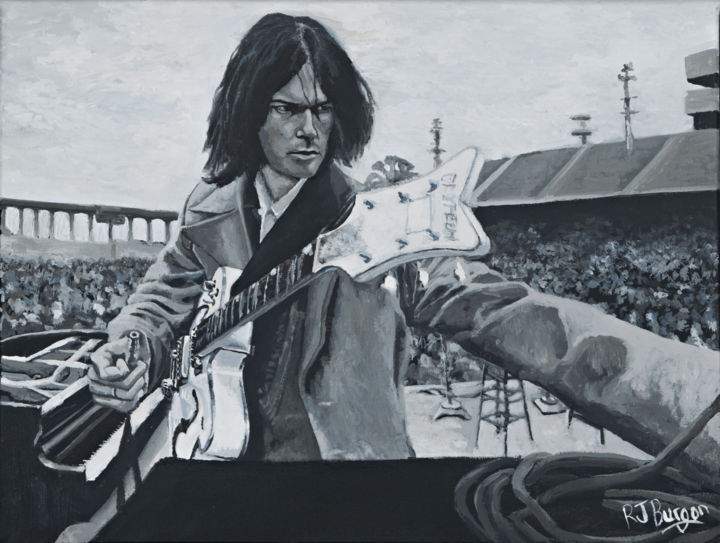 Painting titled ""Neil Young"" by R J Burgon, Original Artwork