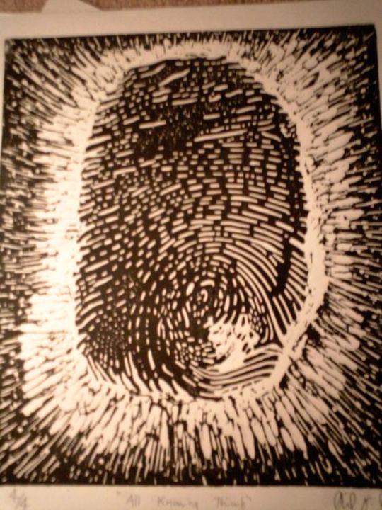 Printmaking titled "All Knowing thumb" by Dude Obvious!, Original Art,
