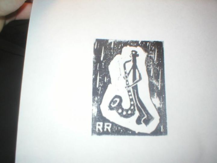 Printmaking titled "Saxophoner" by Dude Obvious!, Original Art,