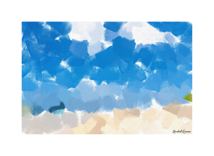 Digital Arts titled "Shades of Blue" by Rachid Karroo, Original Artwork, Digital Painting