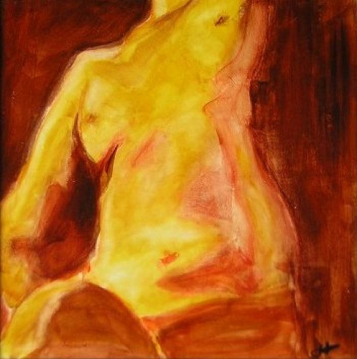 Painting titled "Yellow Gold (fnp3)" by Richard Herr, Original Artwork, Acrylic