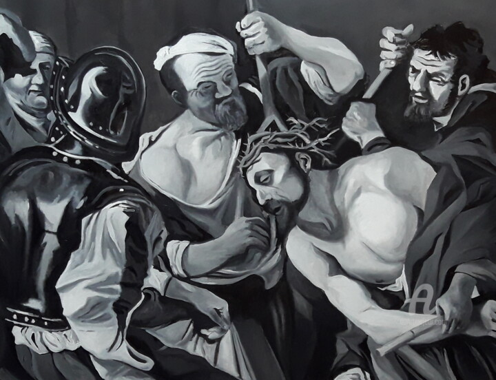 Schilderij getiteld "Caravaggio by Massu…" door Ricardo Massucatto, Origineel Kunstwerk, Olie