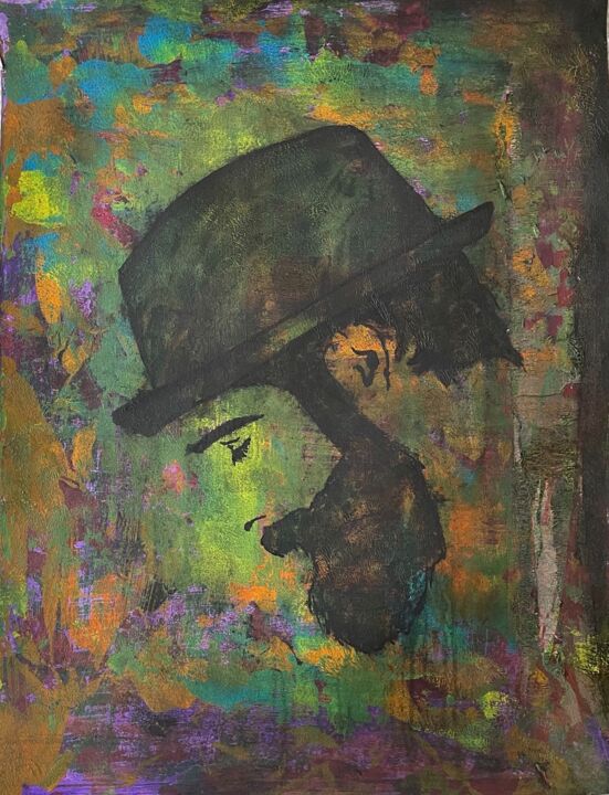 Malerei mit dem Titel "Man with hat - drea…" von M.E.X. Rietzler, Original-Kunstwerk, Acryl
