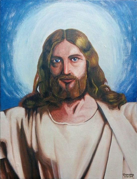 Painting titled "Christ" by Roberto Monterola Jr., Original Artwork, Acrylic