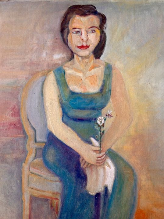 Peinture intitulée "Mujer-sentada.jpg" par Martiche, Œuvre d'art originale, Huile