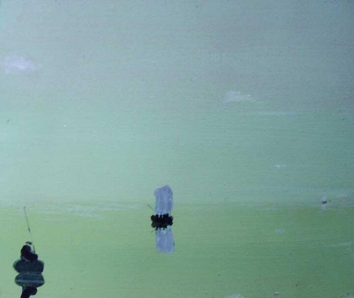 Painting titled "Blue sail in a lago…" by Rob Arbouw, Original Artwork, Oil