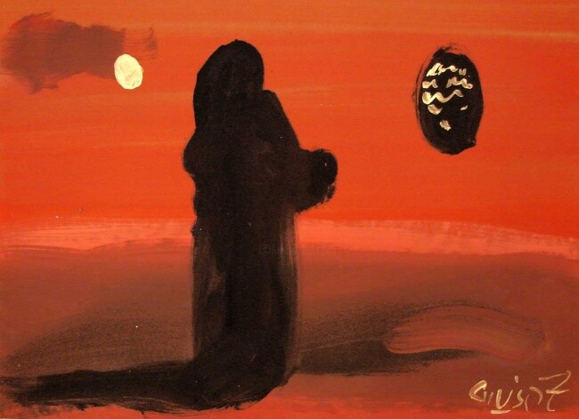 Painting titled "Graveyard lady" by Rob Arbouw, Original Artwork, Oil