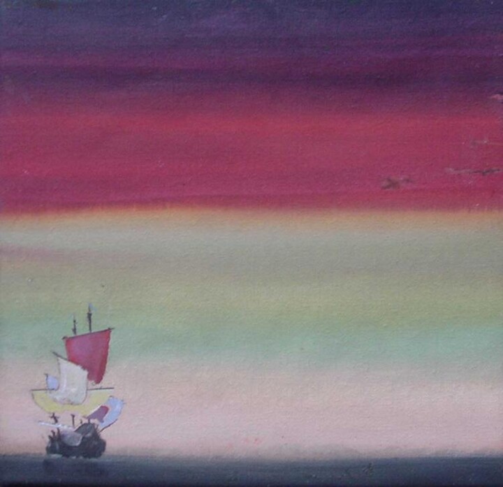 Painting titled "V.O.C. ship" by Rob Arbouw, Original Artwork, Other