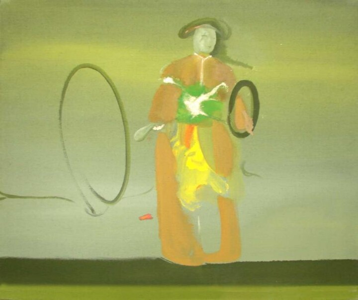 Pintura titulada "Conjurer in the fog" por Rob Arbouw, Obra de arte original, Oleo