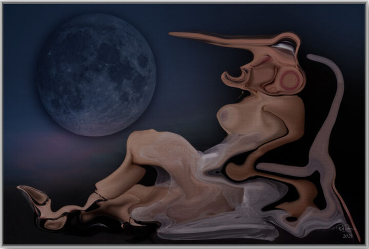 제목이 "Mondsüchtig"인 디지털 아트 Rob Deer Art로, 원작, 조작된 사진