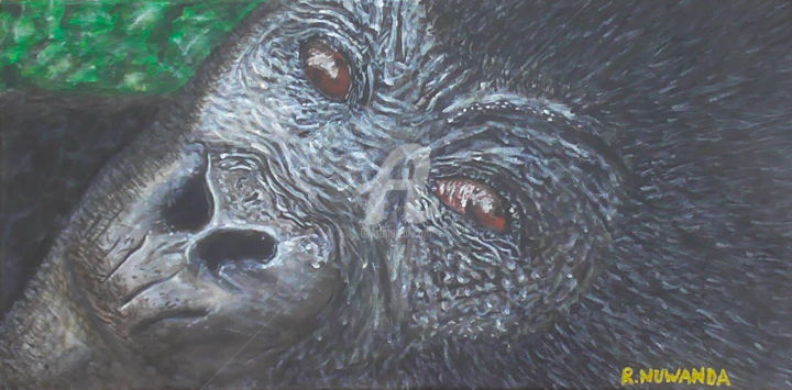 Painting titled "Gorilla" by Robbie Nuwanda, Original Artwork, Acrylic