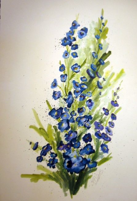 Painting titled "Blue Delphinium" by Rob Debartolo, Original Artwork