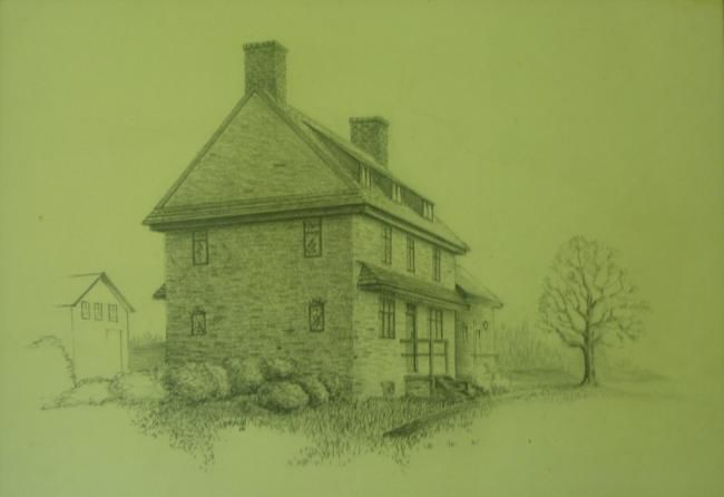 Dessin intitulée "Brinton 1704 House" par Robert A Swain, Œuvre d'art originale