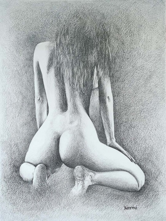 Drawing titled "female nude" by Róbert Bánrévi, Original Artwork, Graphite