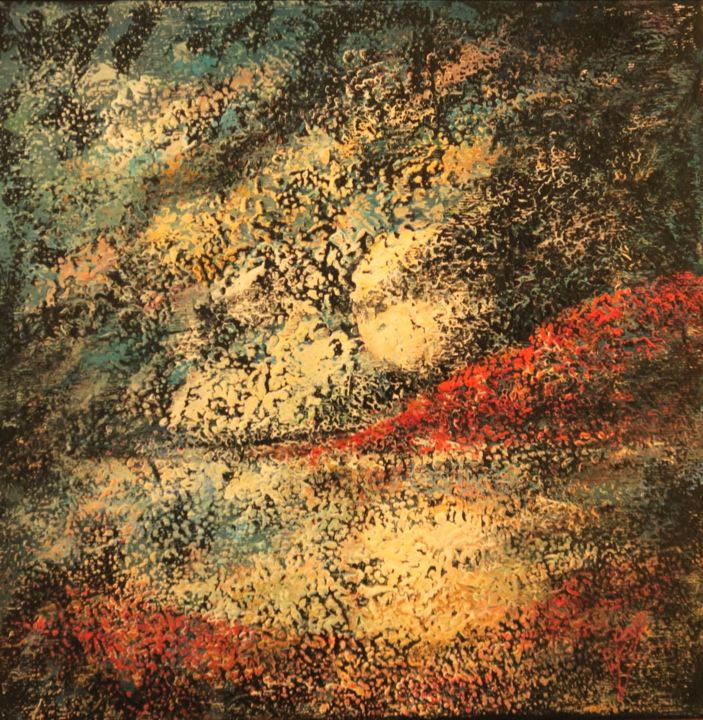 Pintura intitulada "La montagne rouge" por Robert Bass, Obras de arte originais, Acrílico