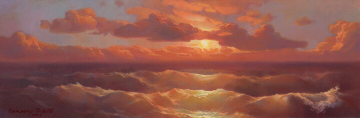 Schilderij getiteld ""Sunset"" door Robert Braginsky, Origineel Kunstwerk, Olie
