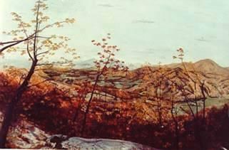 제목이 "FALL COLORS IN THE…"인 미술작품 Robert Bursik로, 원작, 기름 목재 패널에 장착됨