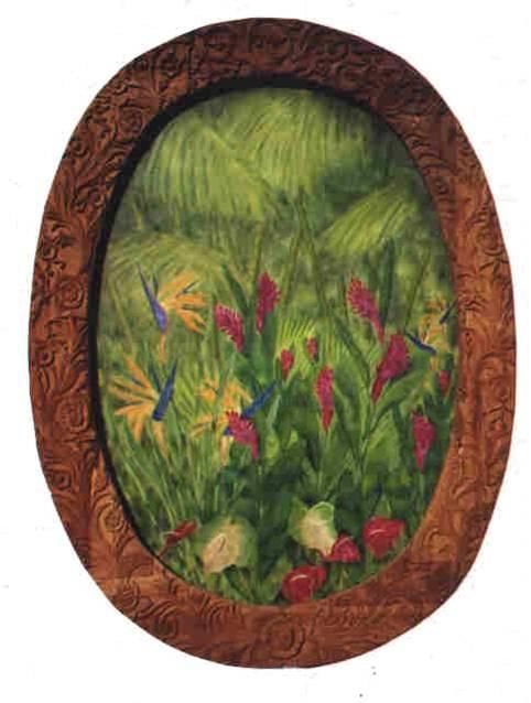 Ζωγραφική με τίτλο "HAWAIIAN FLOWERS" από Robert Bursik, Αυθεντικά έργα τέχνης, Λάδι Τοποθετήθηκε στο Ξύλινο πάνελ