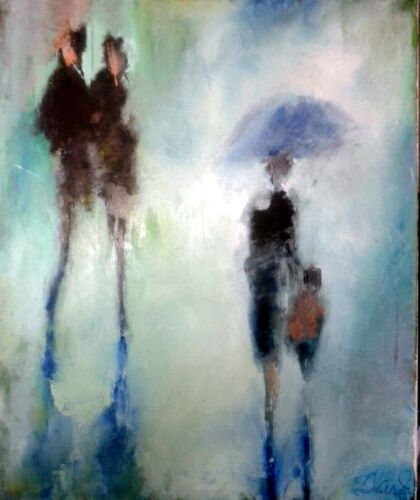 Peinture intitulée "Jour de pluie" par Robert Charles, Œuvre d'art originale, Huile