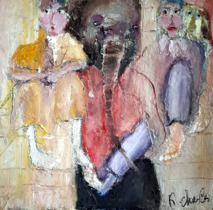 Painting titled "Les VERGOIN" by Robert Charles, Original Artwork, Oil Mounted on Cardboard