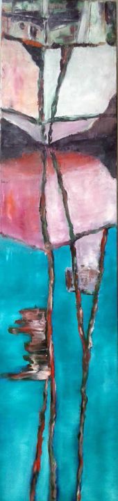 Painting titled "(1) reflection-2-12…" by Robert Charles, Original Artwork, Oil Mounted on Wood Stretcher frame