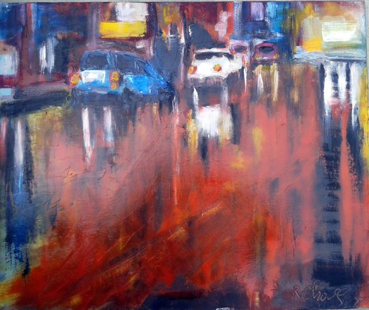 Painting titled "(1) trafic-1154" by Robert Charles, Original Artwork, Oil