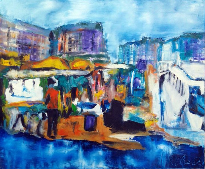 Painting titled "(1)le-port" by Robert Charles, Original Artwork, Oil