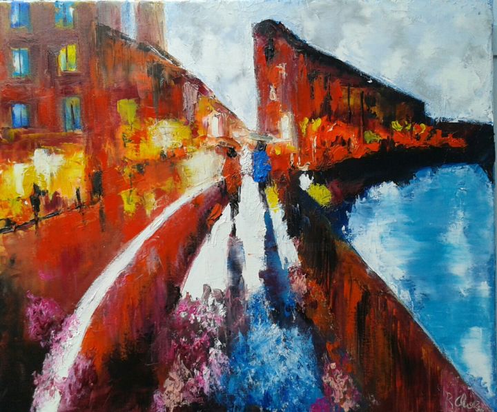 Painting titled "(1T )passage à guet" by Robert Charles, Original Artwork, Oil