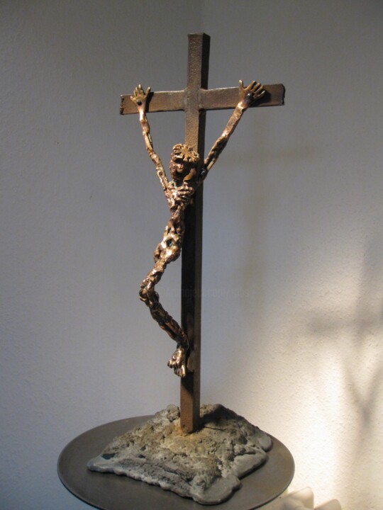 Sculpture intitulée "Crucifiction (bronz…" par Robert Chevalier, Œuvre d'art originale, Métaux