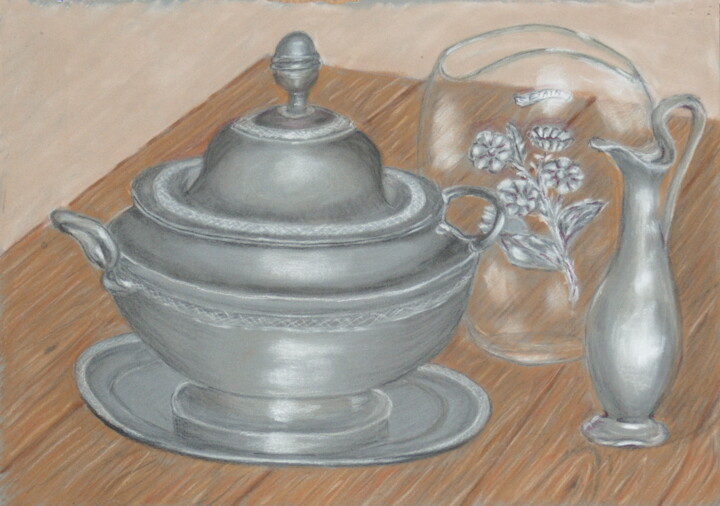 Malerei mit dem Titel "verre-etain.jpg" von Robert Dahout, Original-Kunstwerk, Pastell